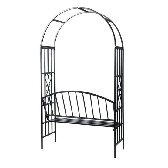 Arche Jardin avec Banc Métal Époxy pour Plantes Grimpantes 114x210cm Noir - ComfortXL Outdoor Living - Image 3