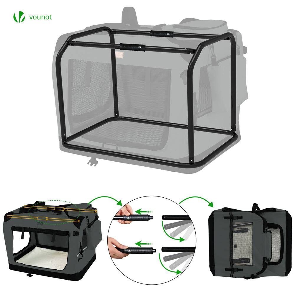 Sac transport pliable chien chat caisse cage portable 70x52x52cm gris - Image 7