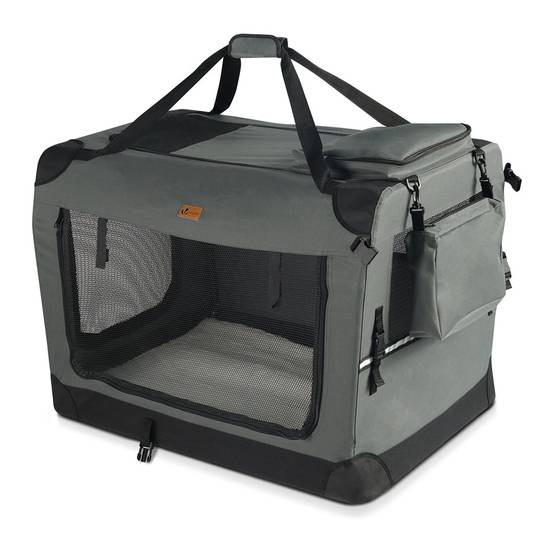Sac transport pliable chien chat caisse cage portable 70x52x52cm gris - Image 1
