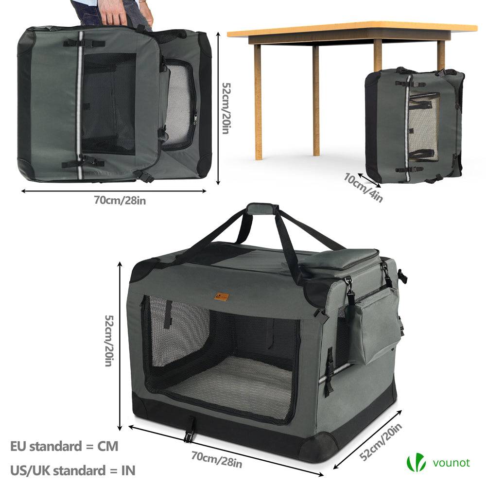 Sac transport pliable chien chat caisse cage portable 70x52x52cm gris - Image 2