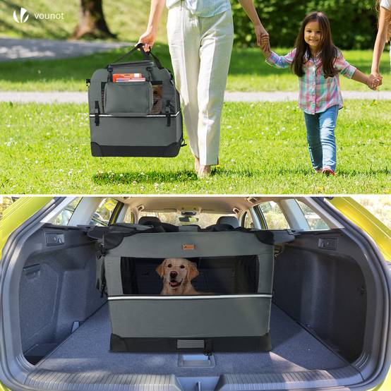 Sac transport pliable chien chat caisse cage portable 70x52x52cm gris - Image 4