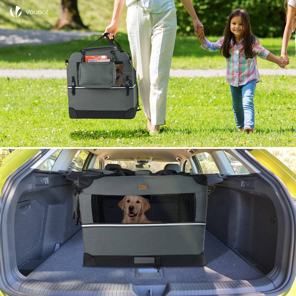Sac transport pliable chien chat caisse cage portable 70x52x52cm gris - Image 4