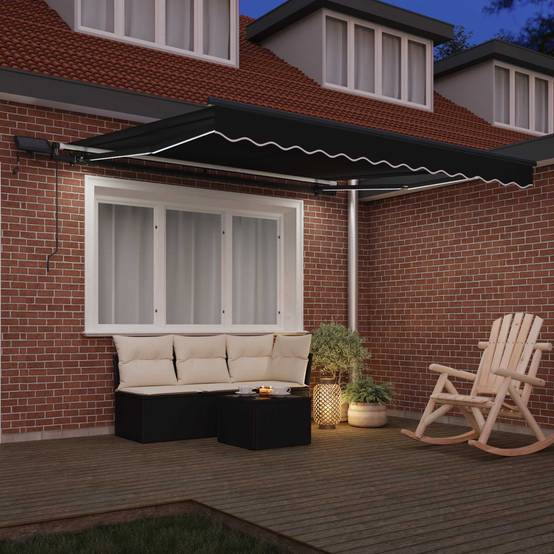Store banne | Auvent Rétractable Noir 350 x 250 cm tissu Maison Chic - Image 3