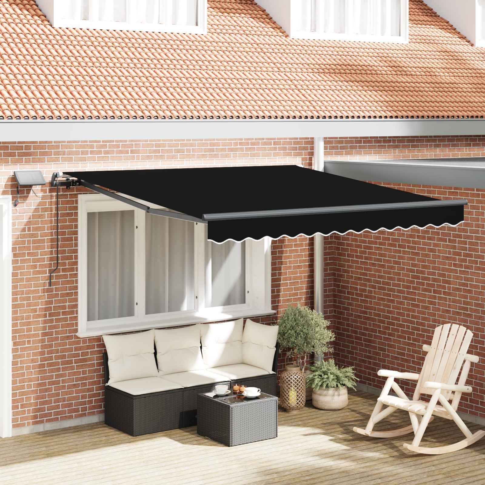 Store banne | Auvent Rétractable Noir 350 x 250 cm tissu Maison Chic - Image 2