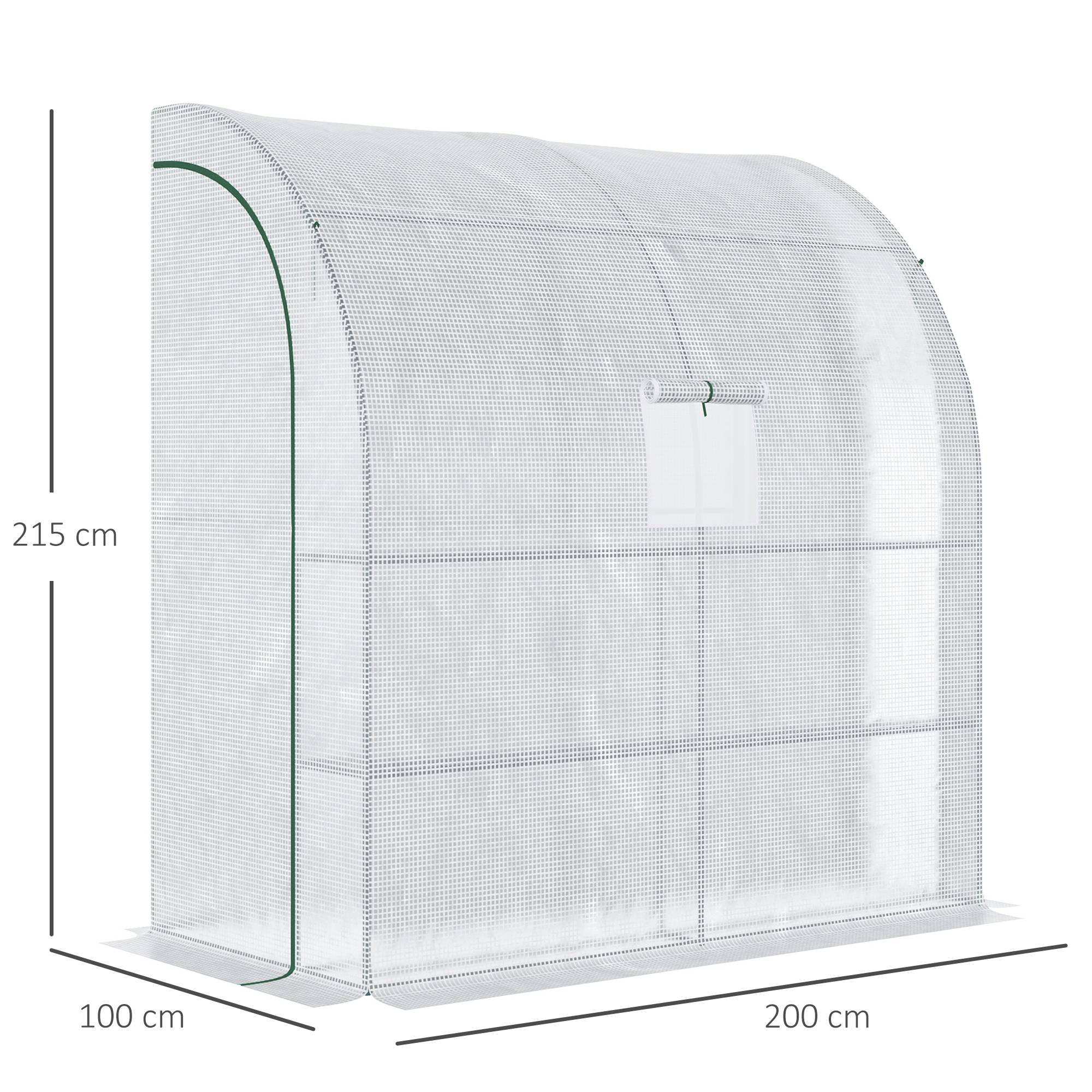 Serre tunnel tomates, fenêtre mesh, portes enroulables, UV, Blanc, 200 x 100 x 215 cm - Image 5