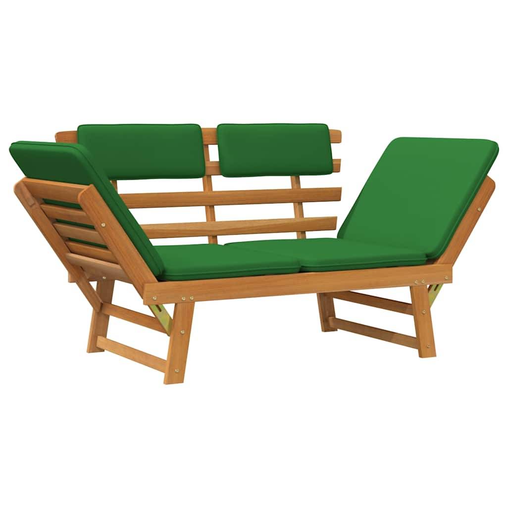 Canapé Lit Extérieur Acacia Massif Extensible Coussins Confort Vert 190 cm – ComfortXL Outdoor Living - Image 5