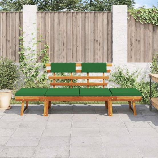 Canapé Lit Extérieur Acacia Massif Extensible Coussins Confort Vert 190 cm – ComfortXL Outdoor Living - Image 3