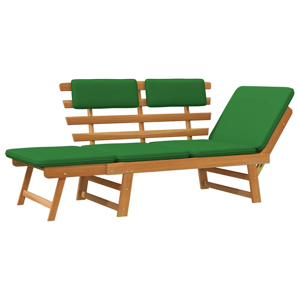 Canapé Lit Extérieur Acacia Massif Extensible Coussins Confort Vert 190 cm – ComfortXL Outdoor Living - Image 7