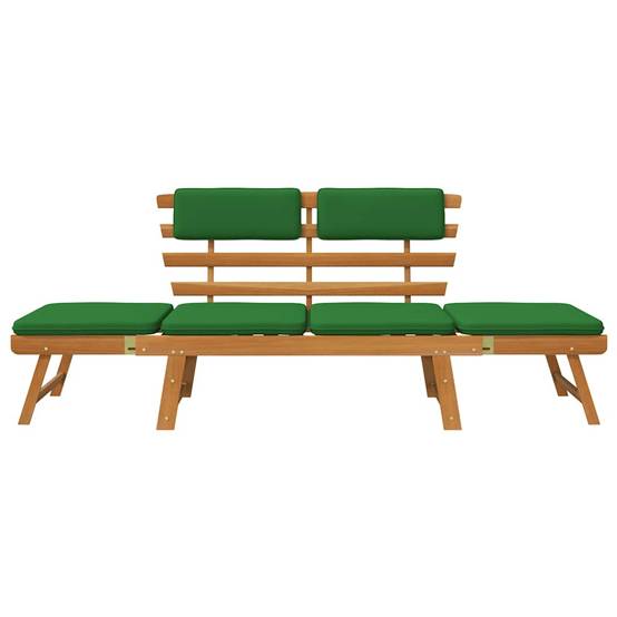 Canapé Lit Extérieur Acacia Massif Extensible Coussins Confort Vert 190 cm – ComfortXL Outdoor Living - Image 4