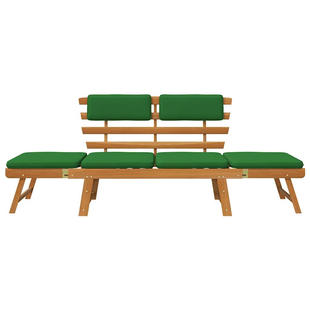 Canapé Lit Extérieur Acacia Massif Extensible Coussins Confort Vert 190 cm – ComfortXL Outdoor Living - Image 4