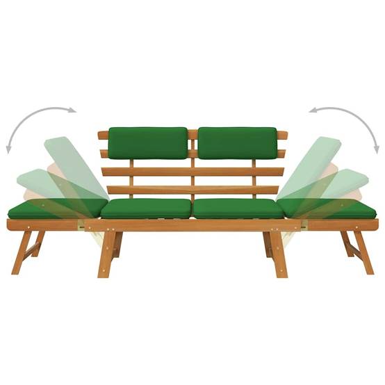 Canapé Lit Extérieur Acacia Massif Extensible Coussins Confort Vert 190 cm – ComfortXL Outdoor Living - Image 6