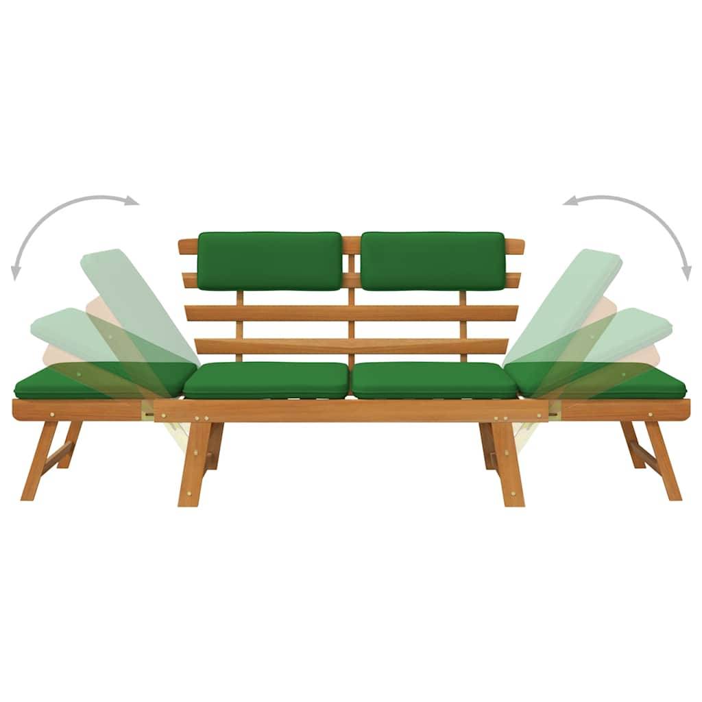 Canapé Lit Extérieur Acacia Massif Extensible Coussins Confort Vert 190 cm – ComfortXL Outdoor Living - Image 6