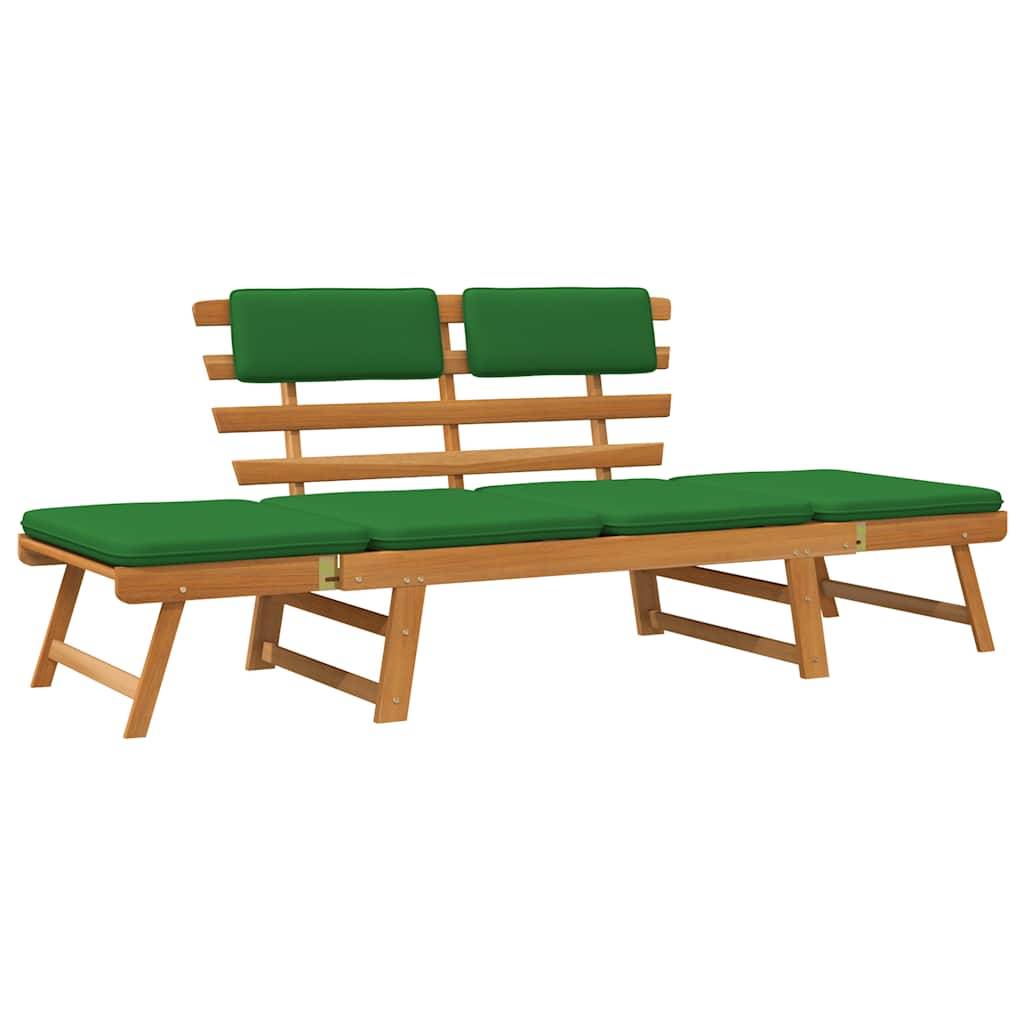 Canapé Lit Extérieur Acacia Massif Extensible Coussins Confort Vert 190 cm – ComfortXL Outdoor Living - Image 2