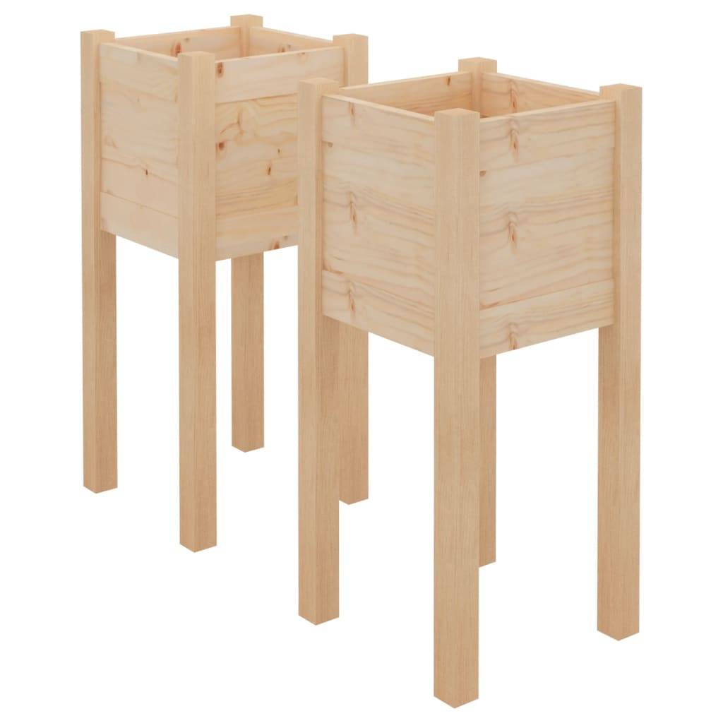 Maison Chic - Lot de 2 Jardinières, Bac à fleurs, Pot de fleurs d'extérieur 31x31x70 cm bois de pin massif - Imagen 1