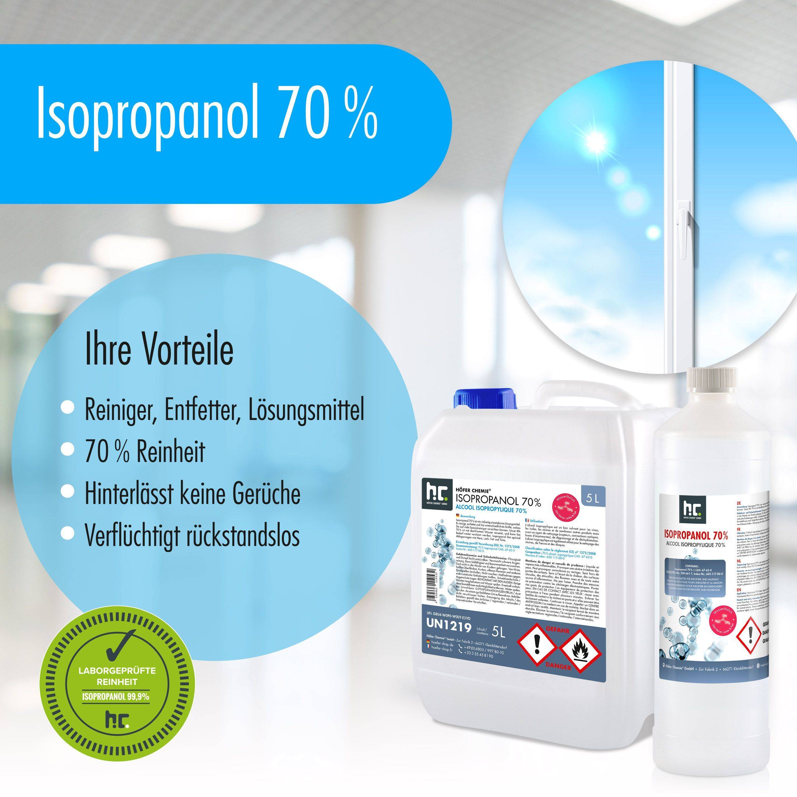 Alcool isopropylique 70% Höfer Chemie® en bidon de 5 L x 48 - Image 2