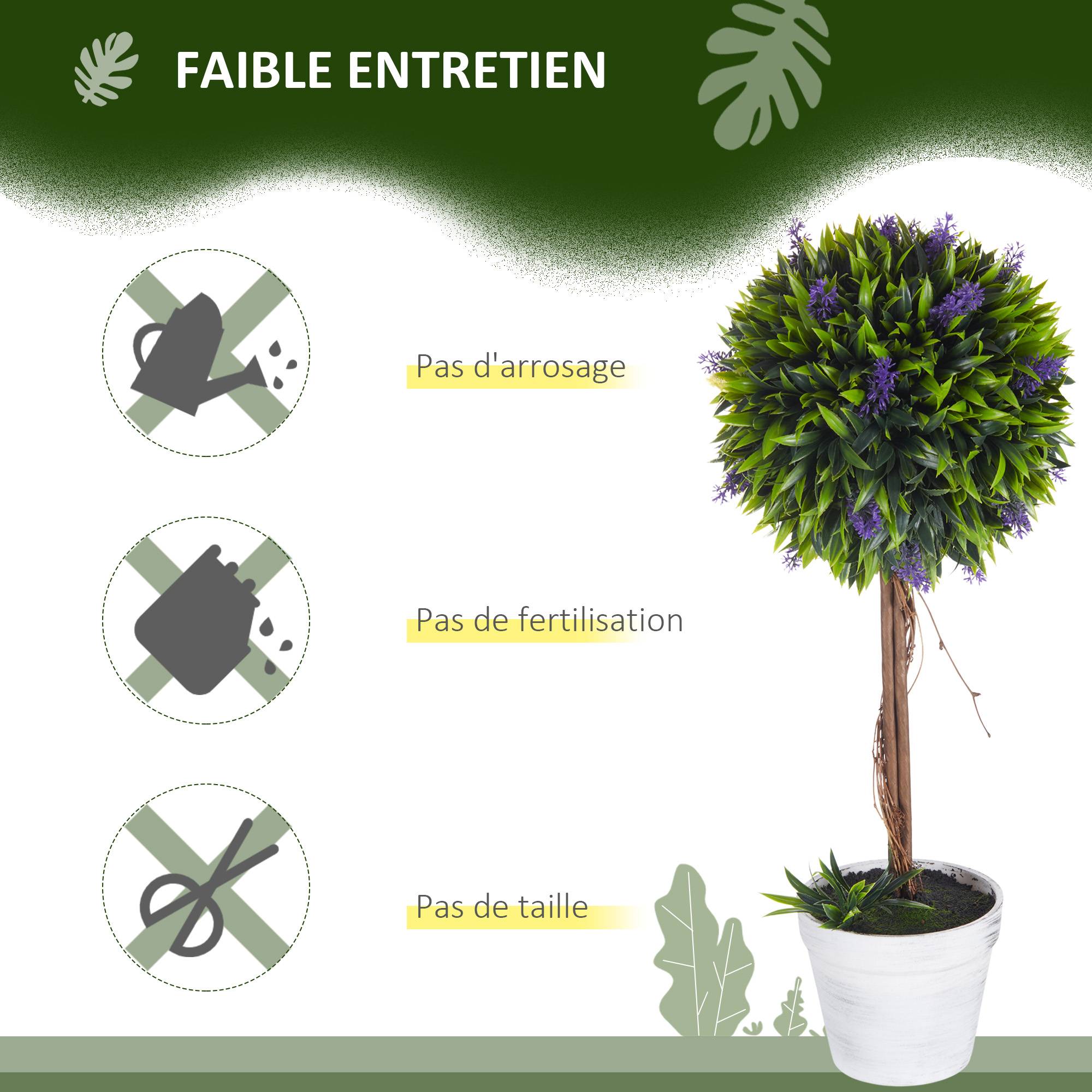 Lot 2 Arbres Artificiels Lavande PE Intérieur Extérieur Anti-UV 60cm Vert - ComfortXL Outdoor Living - Image 8