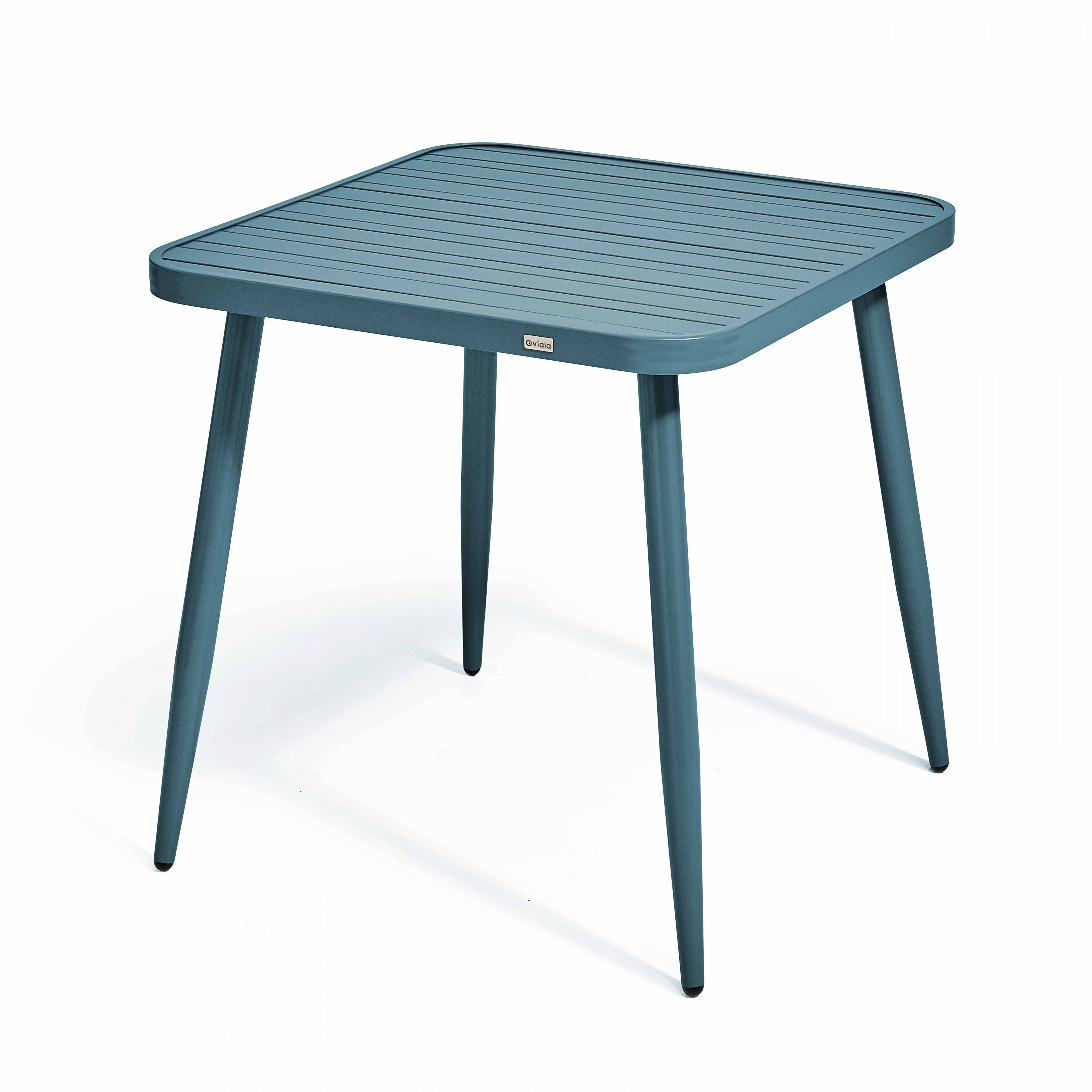 Oviala - Table de jardin carrée en aluminium bleu canard Bristol - Oviala - Imagen 1