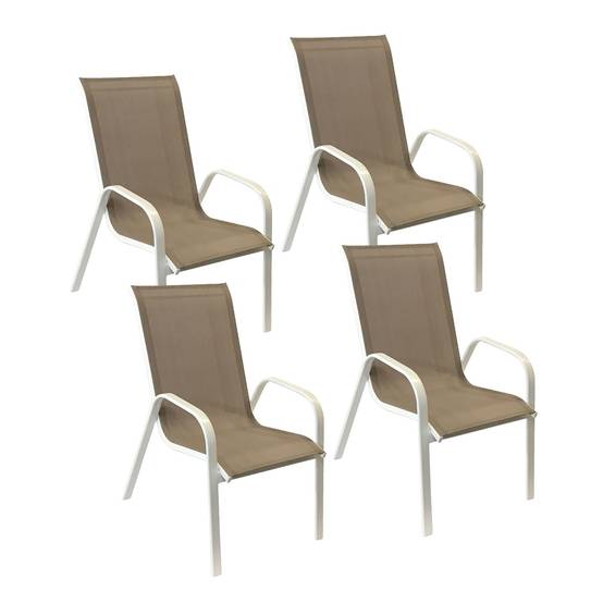 Happy Garden - Lot de 4 chaises MARBELLA en textilène taupe - aluminium blanc - HAPPY GARDEN - Imagen 1