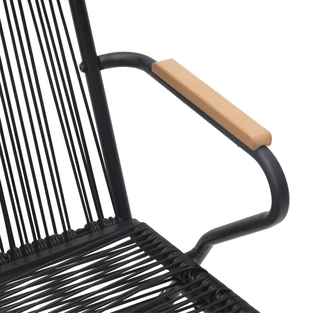 Salon de Jardin 4P Rotin PVC Accoudoirs Bois pour Terrasse Noir – ComfortXL Outdoor Living - Image 10
