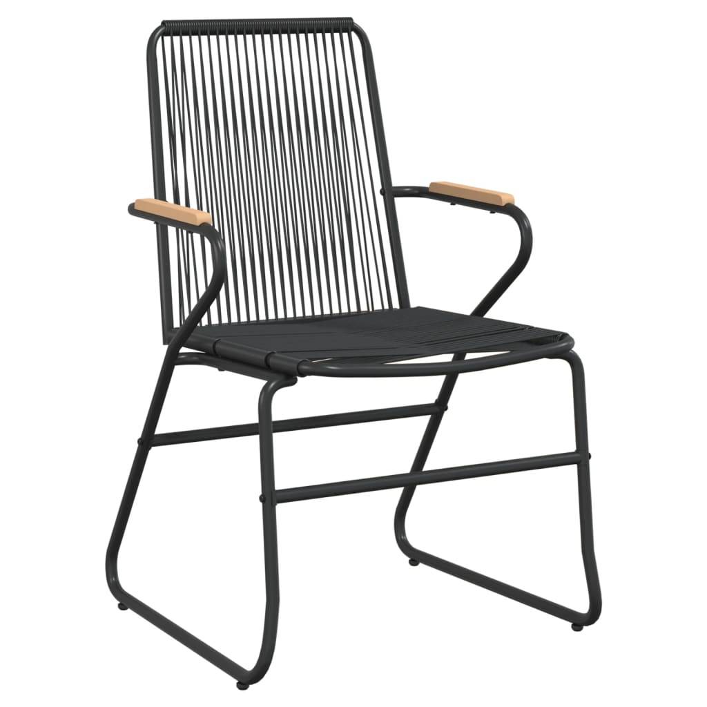 Salon de Jardin 4P Rotin PVC Accoudoirs Bois pour Terrasse Noir – ComfortXL Outdoor Living - Image 5