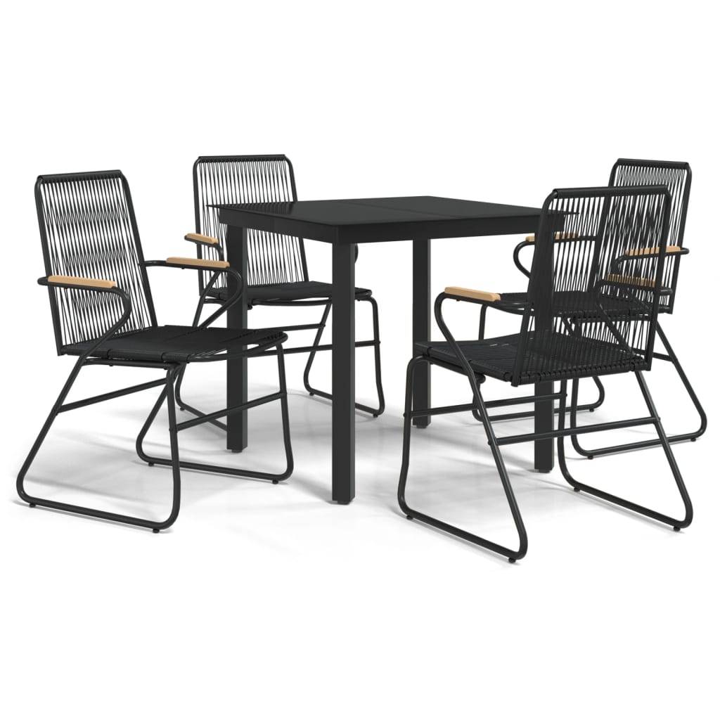 Salon de Jardin 4P Rotin PVC Accoudoirs Bois pour Terrasse Noir – ComfortXL Outdoor Living - Image 2
