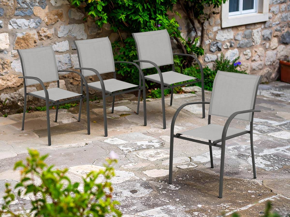 Hesperide - Lot de 4 fauteuils de jardin en texaline Piazza Noisette/Tonka - Imagen 2
