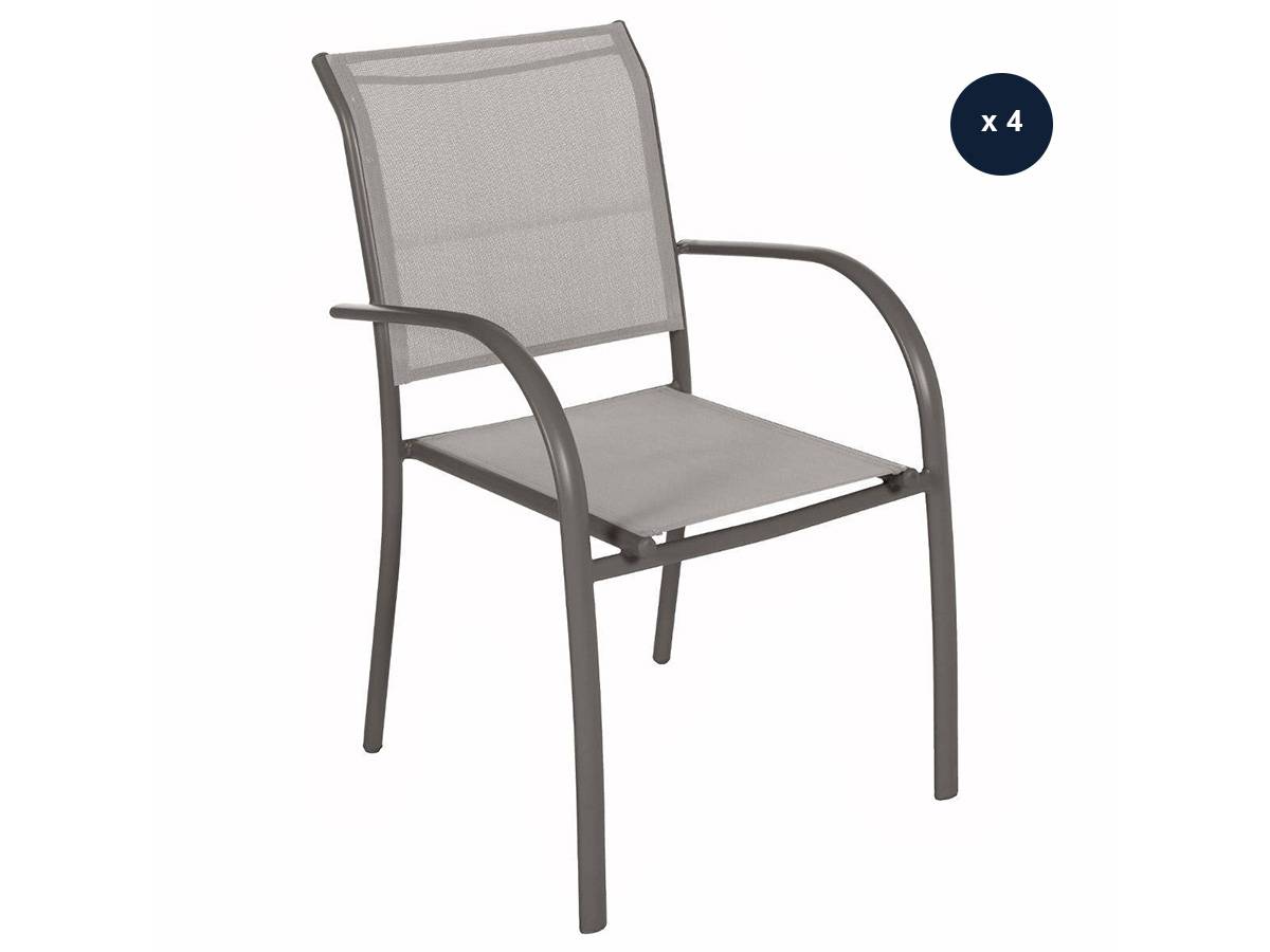 Hesperide - Lot de 4 fauteuils de jardin en texaline Piazza Noisette/Tonka - Imagen 1