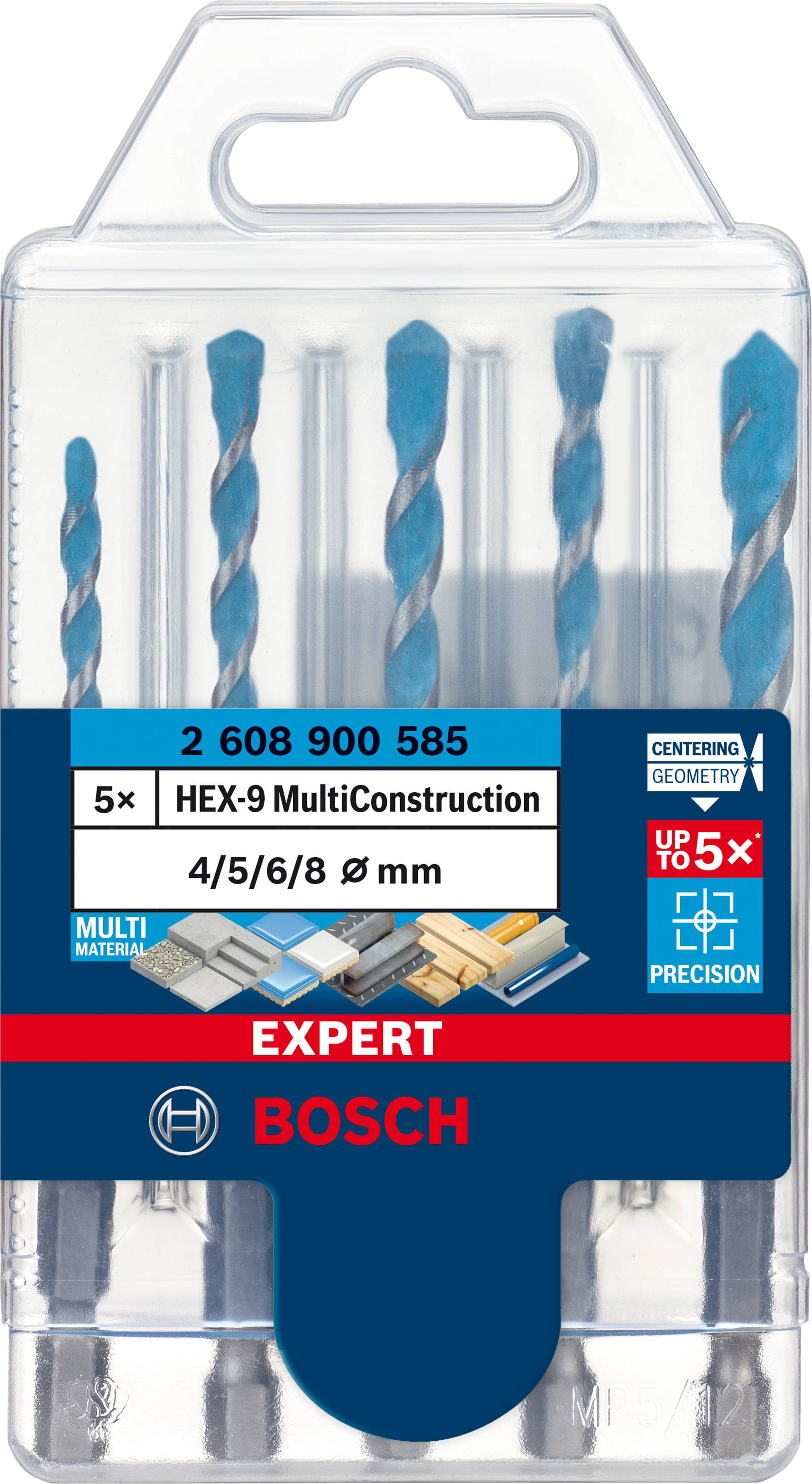 Bosch Professional - Coffret de 5 forets EXPERT HEX-9 Multi Construction 4/5/6/6/8 mm - BOSCH - 2608900585 - Imagen 1