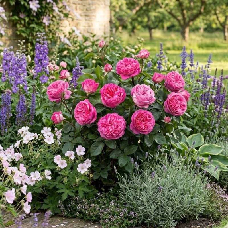 Rosier ancien Bernadette Lafont® 'Sauvachild' à fleurs Rose/ - feuillage Caduc - Pot de 3L - 20/40 cm - Image 2
