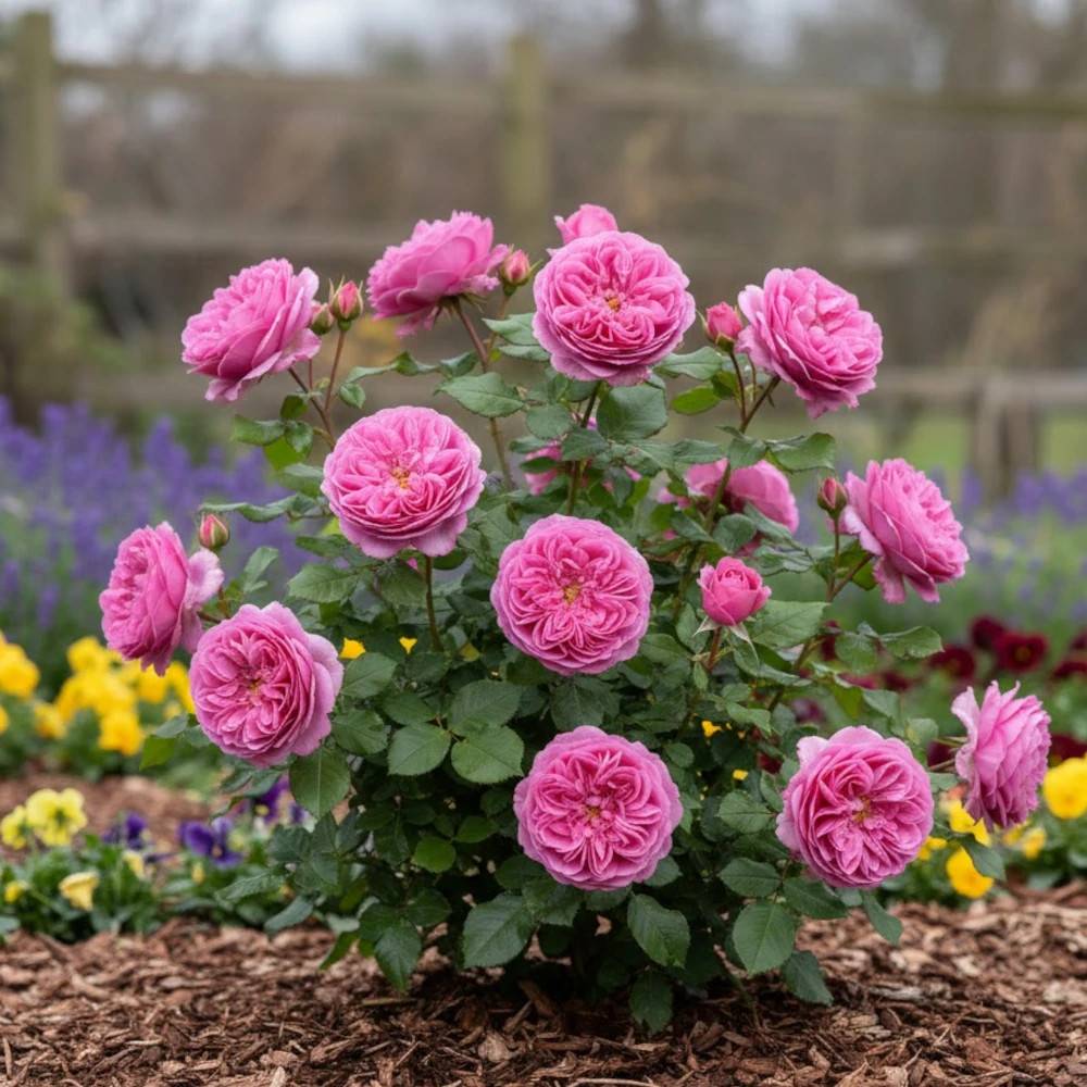 Rosier ancien Bernadette Lafont® 'Sauvachild' à fleurs Rose/ - feuillage Caduc - Pot de 3L - 20/40 cm