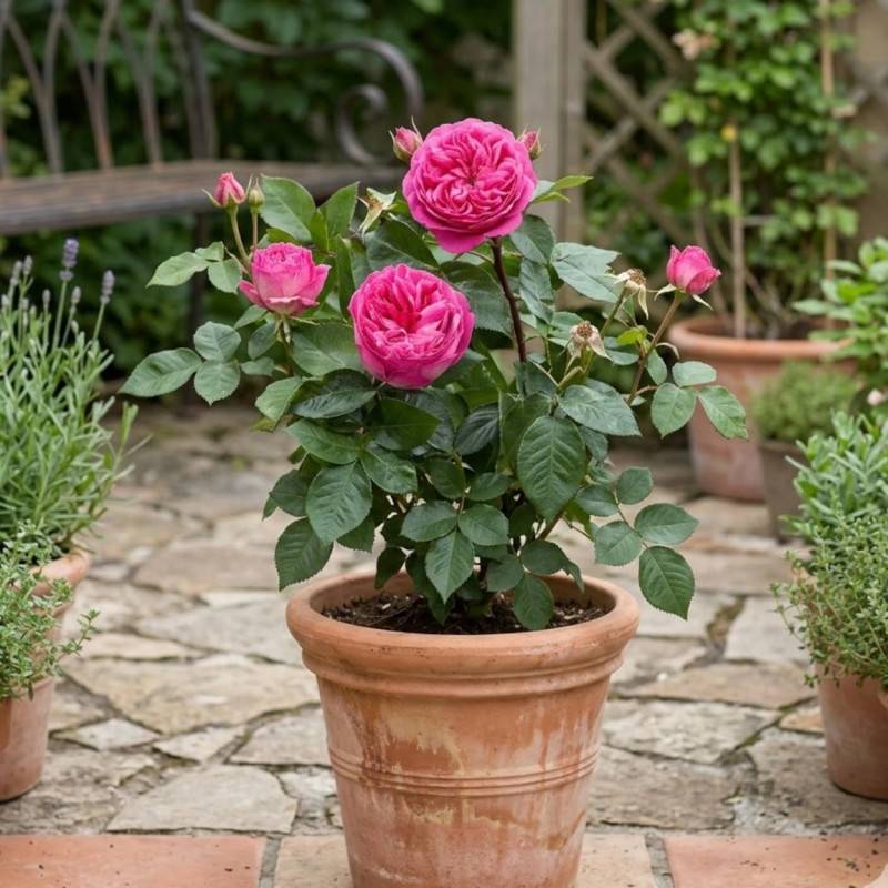 Rosier ancien Bernadette Lafont® 'Sauvachild' à fleurs Rose/ - feuillage Caduc - Pot de 3L - 20/40 cm - Image 3