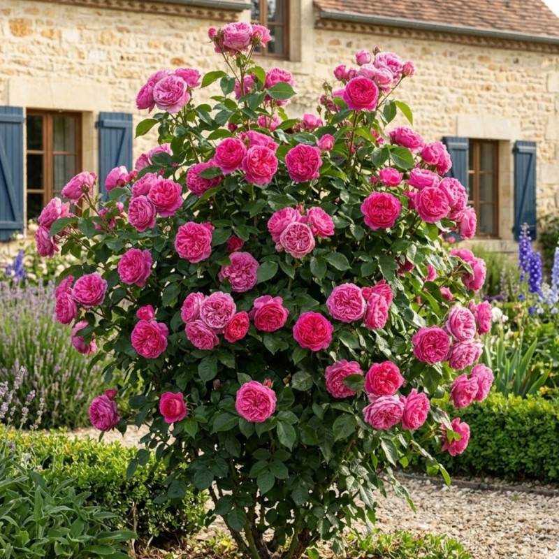 Rosier ancien Bernadette Lafont® 'Sauvachild' à fleurs Rose/ - feuillage Caduc - Pot de 3L - 20/40 cm - Image 4