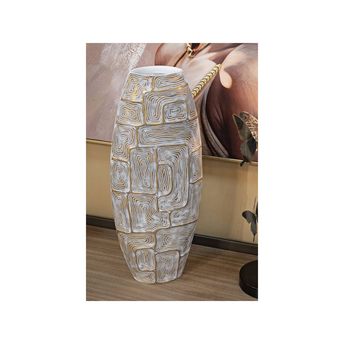 Paris Prix - Vase Design Haut en Résine "Elips" 59cm Or - Image 6