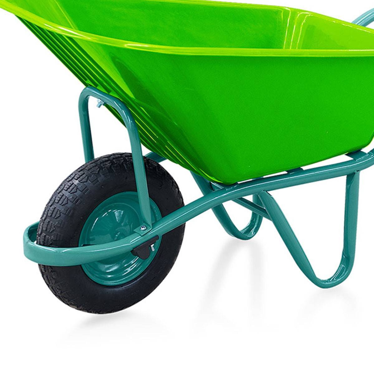 Brouette de jardin à roue gonflée 37cm Polyvalente avec cuve PVC 100Litres VITO - Imagen 3