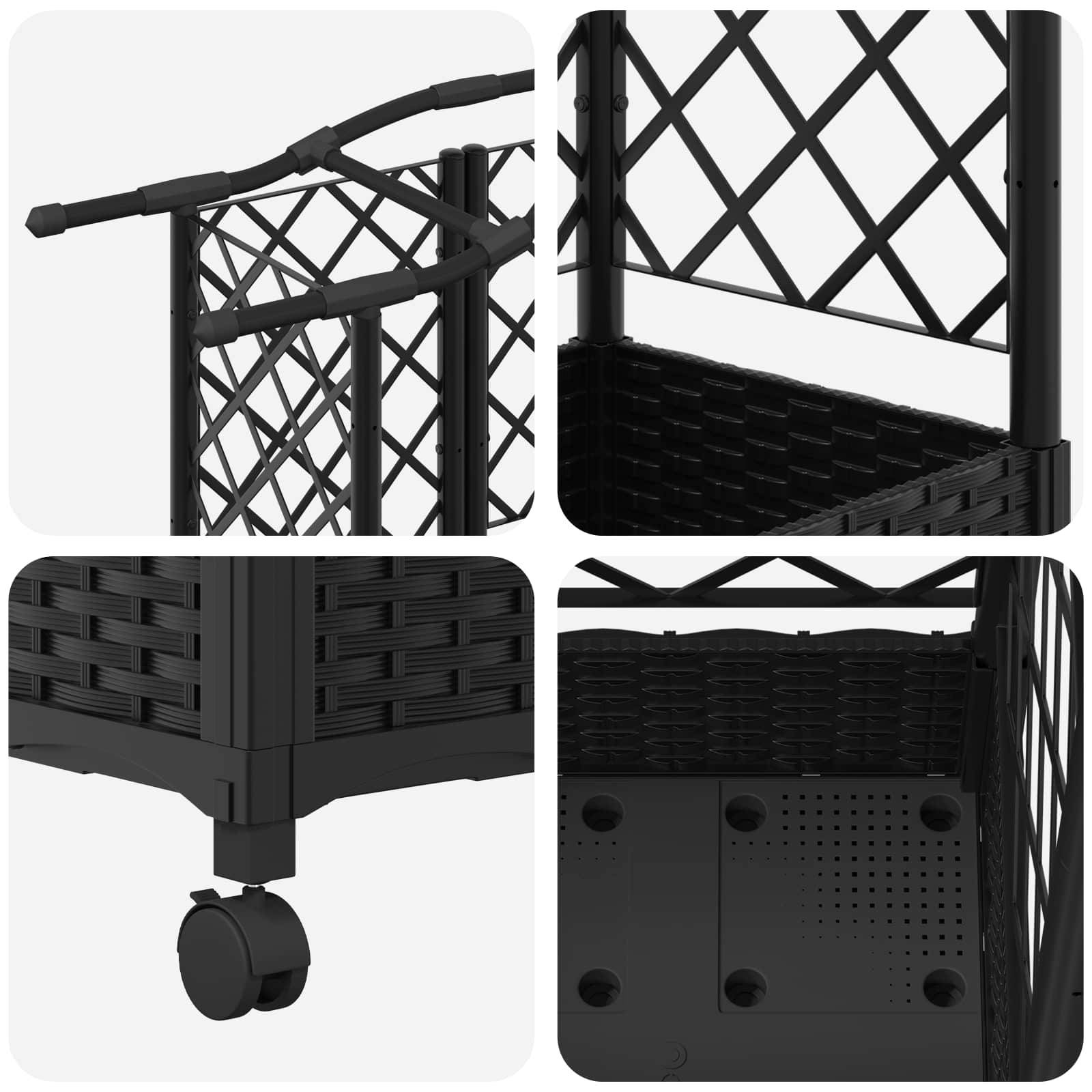 ComfortXL - Potager surélevé en polypropylène pour balcon avec treillis et toit 163cm noir - ComfortXL Outdoor Living - Image 6