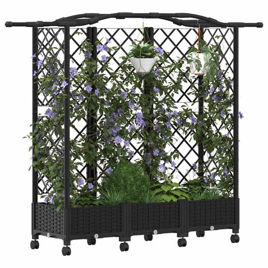 ComfortXL - Potager surélevé en polypropylène pour balcon avec treillis et toit 163cm noir - ComfortXL Outdoor Living - Image 3