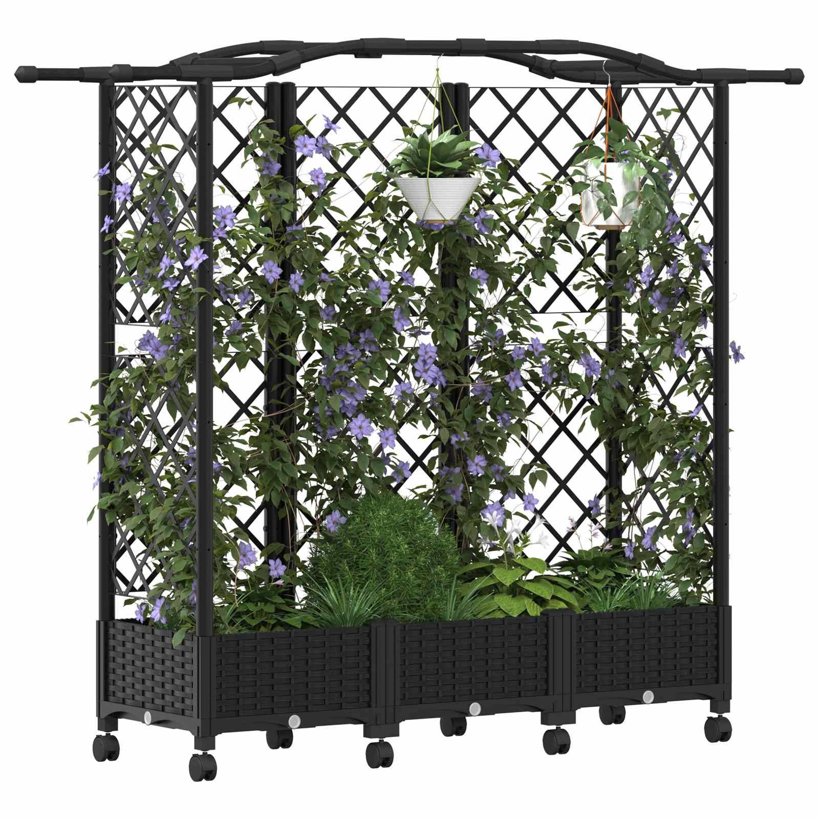 ComfortXL - Potager surélevé en polypropylène pour balcon avec treillis et toit 163cm noir - ComfortXL Outdoor Living - Image 3