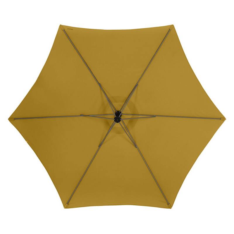 Hesperide - Parasol déporté rond "Manoa" jaune moutarde & graphite 3m en aluminium traité époxy Hespéride - Image 5