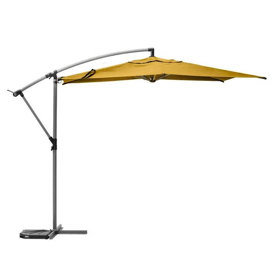 Hesperide - Parasol déporté rond "Manoa" jaune moutarde & graphite 3m en aluminium traité époxy Hespéride - Image 2