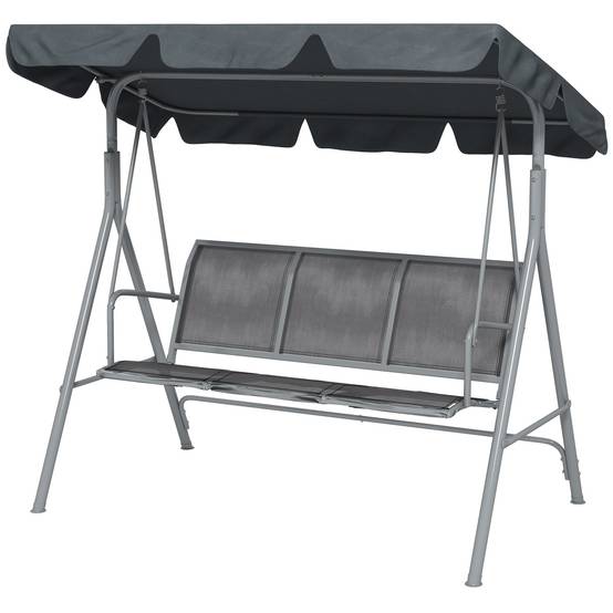 Balancelle de jardin 3 places acier textilène patio toit imperméable ergonomique gris - ComfortXL Outdoor Living - Image 2