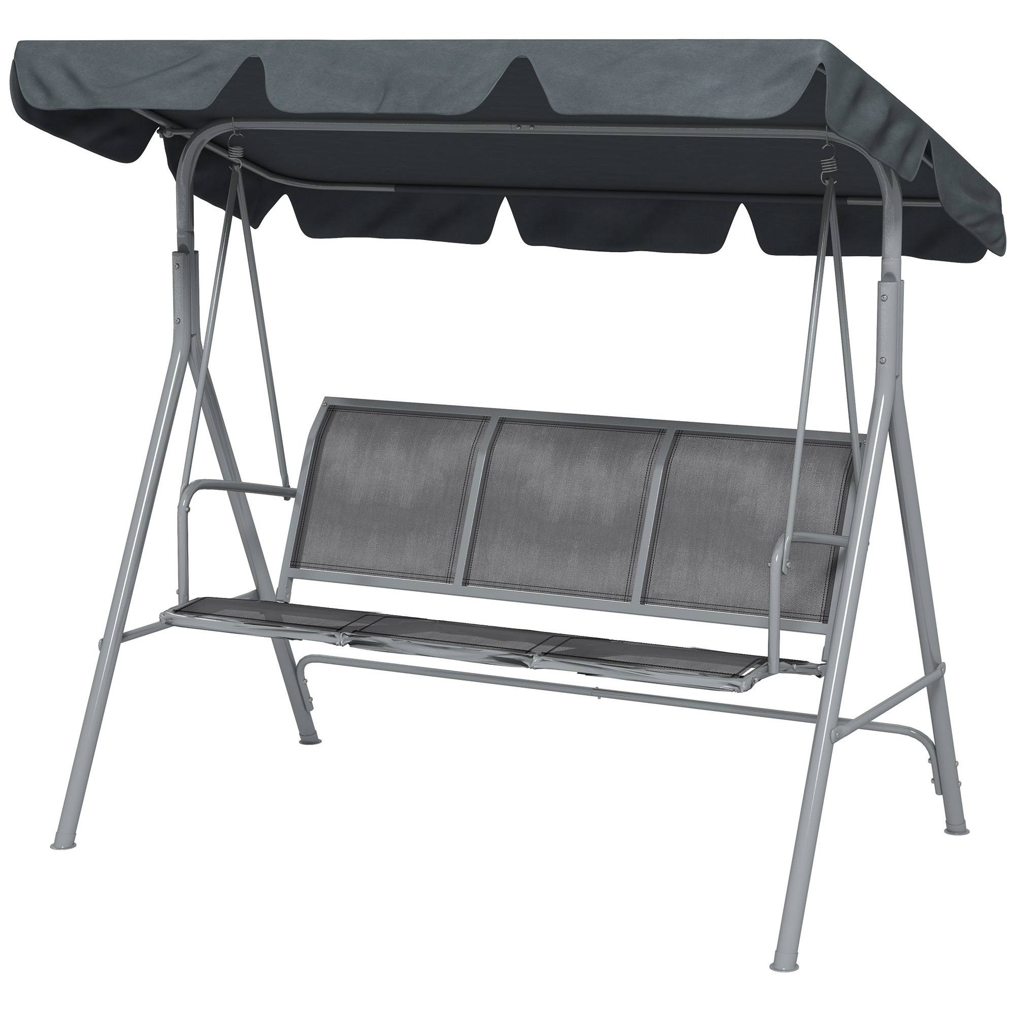 Balancelle de jardin 3 places acier textilène patio toit imperméable ergonomique gris - ComfortXL Outdoor Living - Image 2
