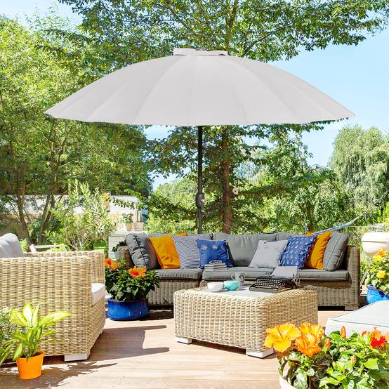 Parasol droit parasol de jardin inclinable rond 18 baleines manivelle - 250x250x240cm Métal Gris fr175 - Image 3