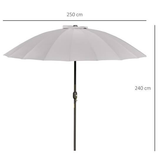 Parasol droit parasol de jardin inclinable rond 18 baleines manivelle - 250x250x240cm Métal Gris fr175 - Image 5