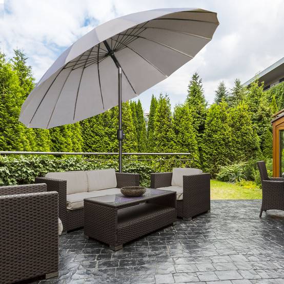 Parasol droit parasol de jardin inclinable rond 18 baleines manivelle - 250x250x240cm Métal Gris fr175 - Image 4