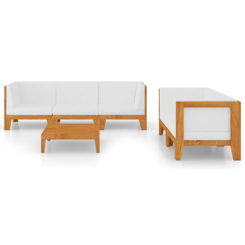 Helloshop26 - Salon de jardin meuble d'extérieur ensemble de mobilier 6 pièces avec coussins bois d'acacia solide - Imagen 1