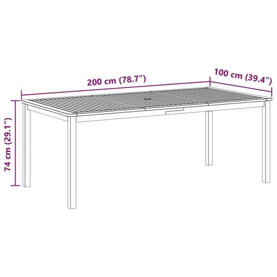 Vidaxl - Table de jardin 200x100x74 cm Bois d'acacia massif vidaXL 44106 - Image 3