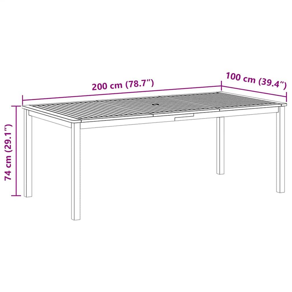 Vidaxl - Table de jardin 200x100x74 cm Bois d'acacia massif vidaXL 44106 - Image 3