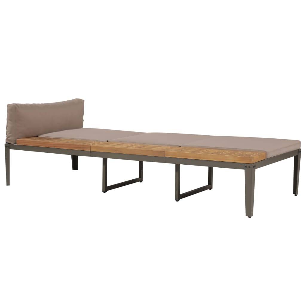 Helloshop26 - Transat chaise longue bain de soleil lit de jardin terrasse meuble d'extérieur avec coussins bois d'acacia solide marron - Imagen 1