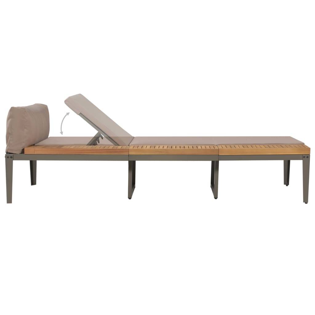 Helloshop26 - Transat chaise longue bain de soleil lit de jardin terrasse meuble d'extérieur avec coussins bois d'acacia solide marron - Imagen 3
