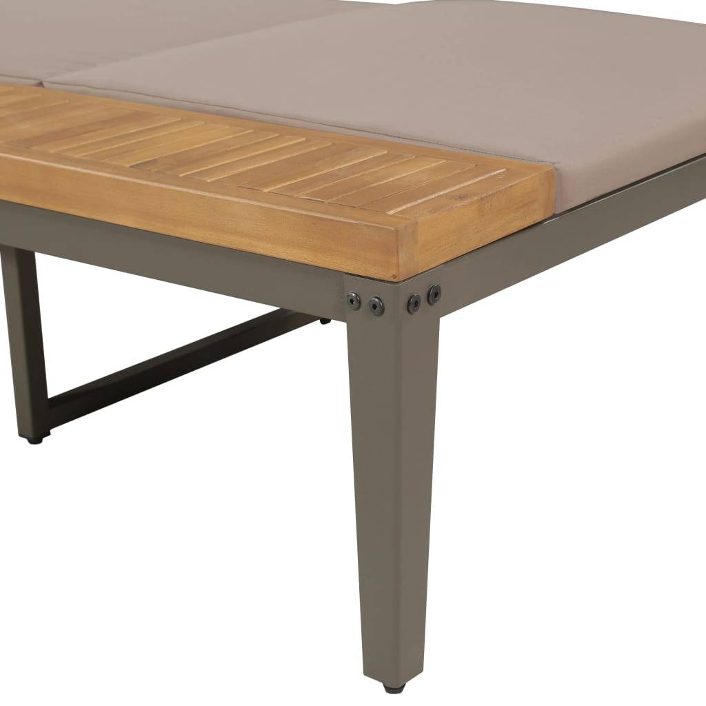 Helloshop26 - Transat chaise longue bain de soleil lit de jardin terrasse meuble d'extérieur avec coussins bois d'acacia solide marron - Imagen 4